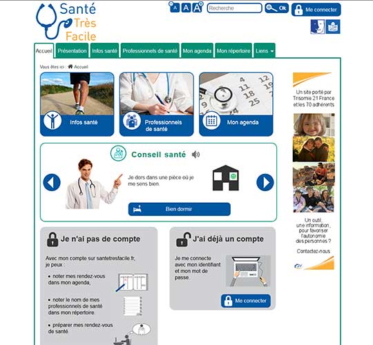 Copie d'écran du projet SanteTrèsFacile.fr